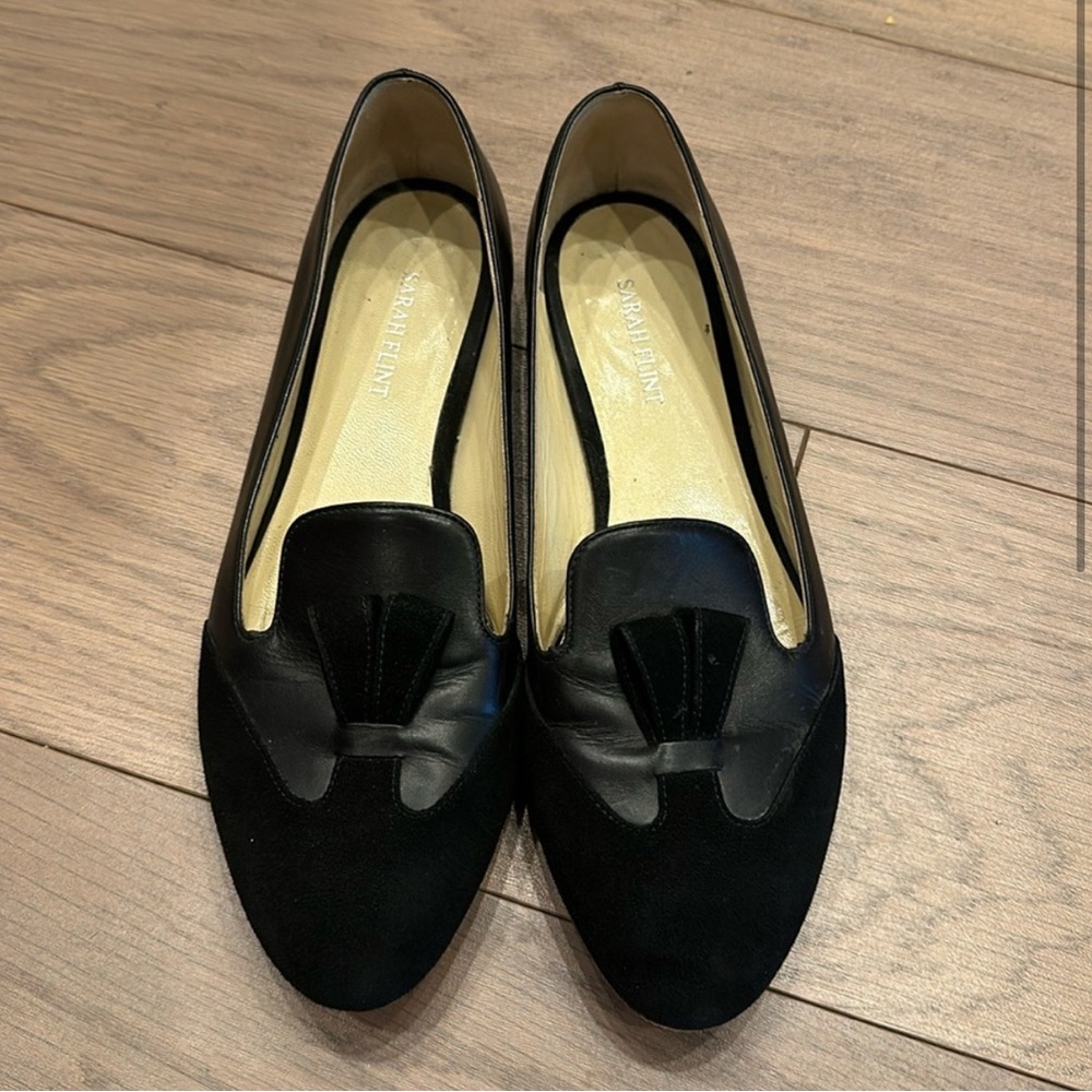 Sarah Flint black suede and leather Bennett loafers, 38.5